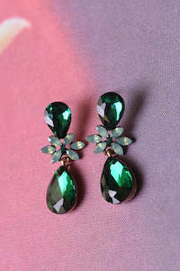 Carpet laying: Bejewelled Drop Earrings - Emerald