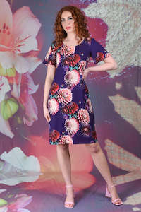 Austin Dress - Indigo Dahlias - SALE