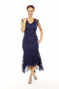 Carpet laying: Barika Dress with Slip - Navy