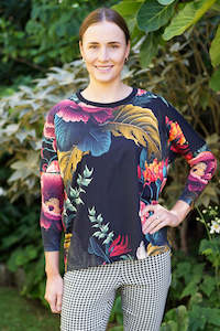 Tami Top - Black Tropical Poppies | SALE