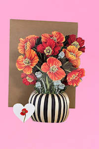 3D Pop Up Flower Bouquet Card - Poppy