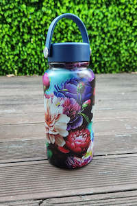 Carpet laying: AS Water Bottle With Handle - Dark Peonies