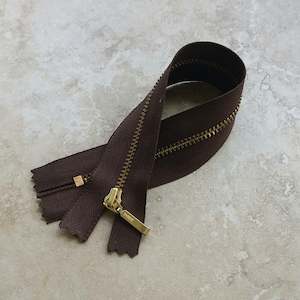 1 x Brown YKK Metal Zip - 15cm (6")