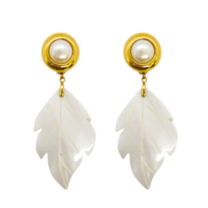 One Off Earring Designs: Pearly Leaf Earrings