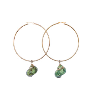 Green Rosy Hoop Earrings