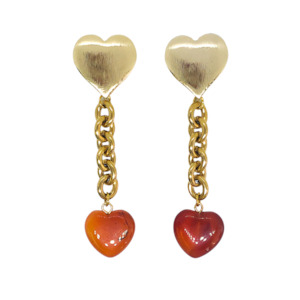 Orange Heart Earrings