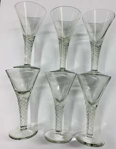 Set of 6 very large air twist cocktail glasses