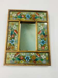 Antique: Small antique mirror with painted floral design