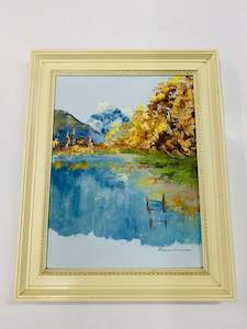 Robina Templeton oil painting Lake Wakatipu with Mt Earnslaw Otago