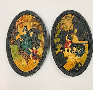 Antique: Pair of Bretby oriental wall plaques