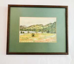 Antique: M.L.Bradley Original Watercolour Of a Mountain Landscape