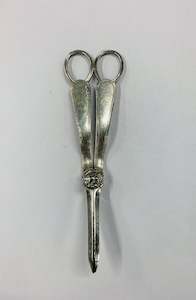 Ornate antique silver plated grape scissors