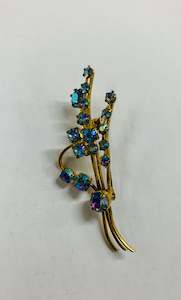 Antique: Vintage blue Diamante brooch