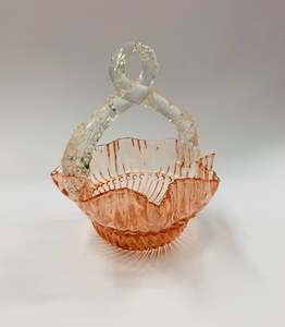 Antique: Hand blown Art glass basket