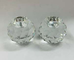 Antique: Pair of Swarovski Crystal candle holders