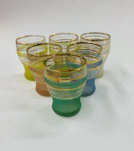 Set of 6 sugar frosted small retro glasses