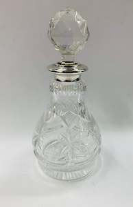 Large crystal and Sterling silver perfume bottle