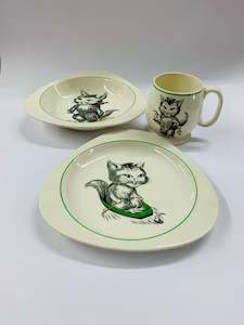 Antique: Rare Cutie-Kitten set of 3 Spode breakfast set