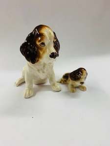 Antique: Sylvac Spaniel dog and puppy