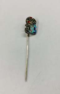 Sterling silver and Paua shell tiki stick pin