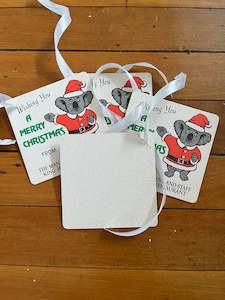 Antique: Bespoke Merry Christmas Beer Coaster Gift Tags Set of Four