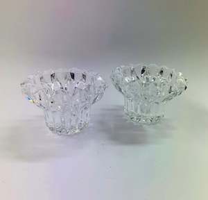 Antique: Pair of heavy Midcentury crystal candlesticks