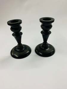 Pair of antique Ebony wood candlesticks