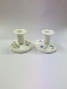 Antique: Pair of Wedgwood Ice Rose candle holders