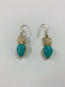 Antique: Silver and blue stone vintage earrings