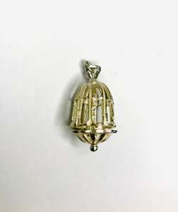 Sterling Silver Bird in Cage Charm or Pendant