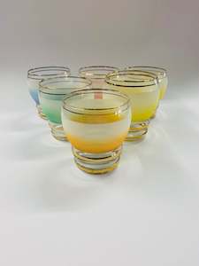 Antique: Set of 6 sugar frosted retro tumblers