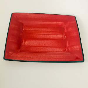 Antique: Temuka Square Red and Green Platter