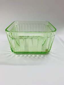 Green Uranium glass square bowl