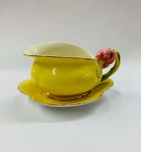 Royal Winton yellow cream jug on tray