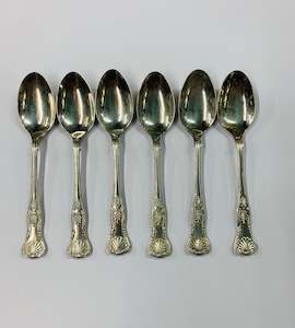 Antique: Set 6 silver plated Kings pattern dessert spoons