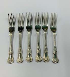 Set 6 silver plated Kings pattern lunch forks