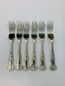 Set 6 silver plated Kings pattern dinner forks