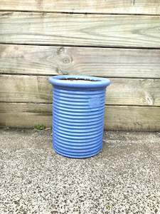 Antique: Tall Ribbed Blue Pot ( Pick Up In Store Only)