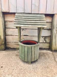 Antique: Vintage Wooden Garden Well with Terracotta Planter Insert( Pick Up In Store Only)