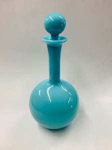 Antique: Midcentury hand blown blue glass decanter