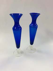 Pair of cobalt blue glass vases