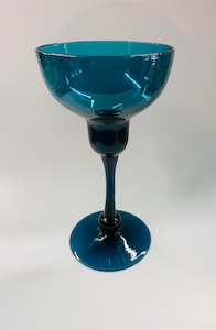 Tall retro Midcentury blue glass vase