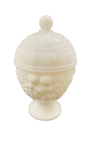 Antique: Antique Milk Glass lidded compote