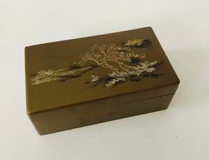 Antique: Oriental Hard Plastic Hand Painted Golden Box