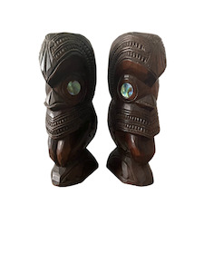 Antique: Hand Carved Maori Bookends