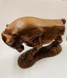 Large wooden carved Bull