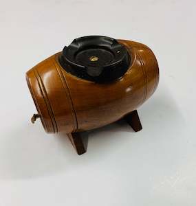 Antique: Wooden Whiskey barrel ashtray