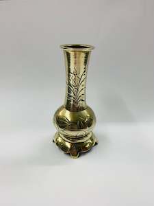 Antique brass vase on brass stand