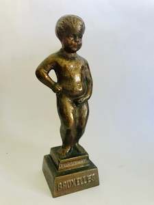 Vintage Bruxelles Solid Brass Belgium Peeing Boy