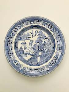 Staffordshire Blue and White Plate with Oriental Design